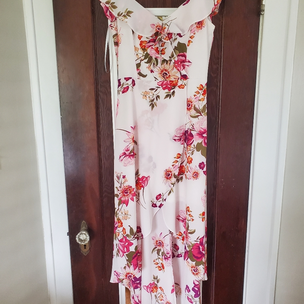 Medium off the shoulder high - low floral dress